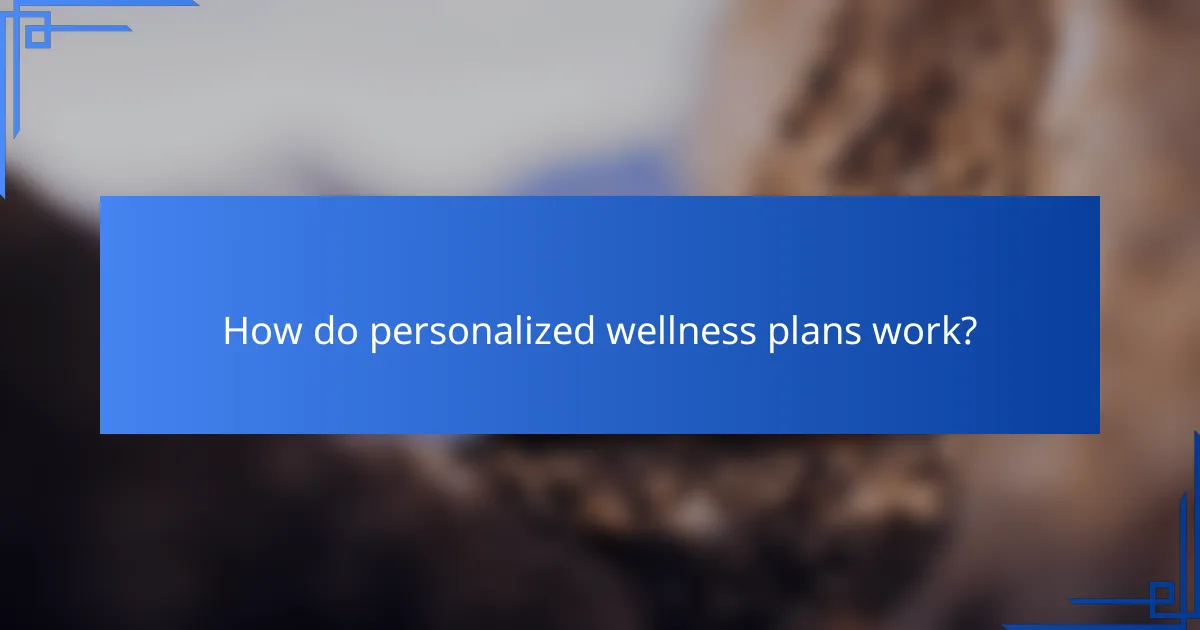 How do personalized wellness plans work?