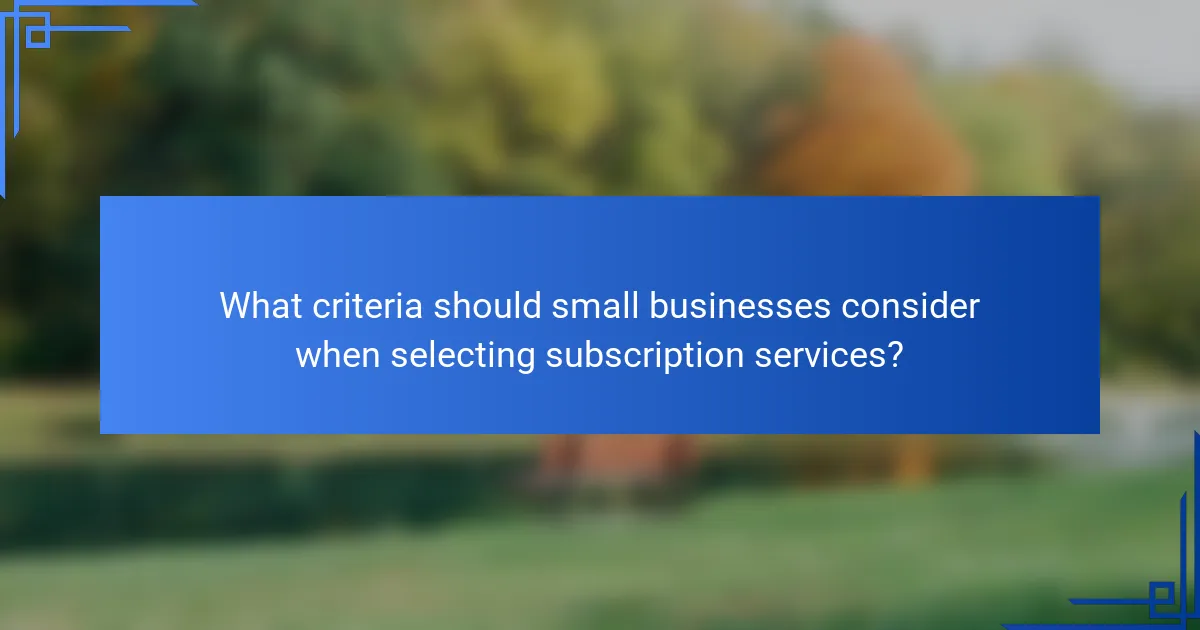 What criteria should small businesses consider when selecting subscription services?